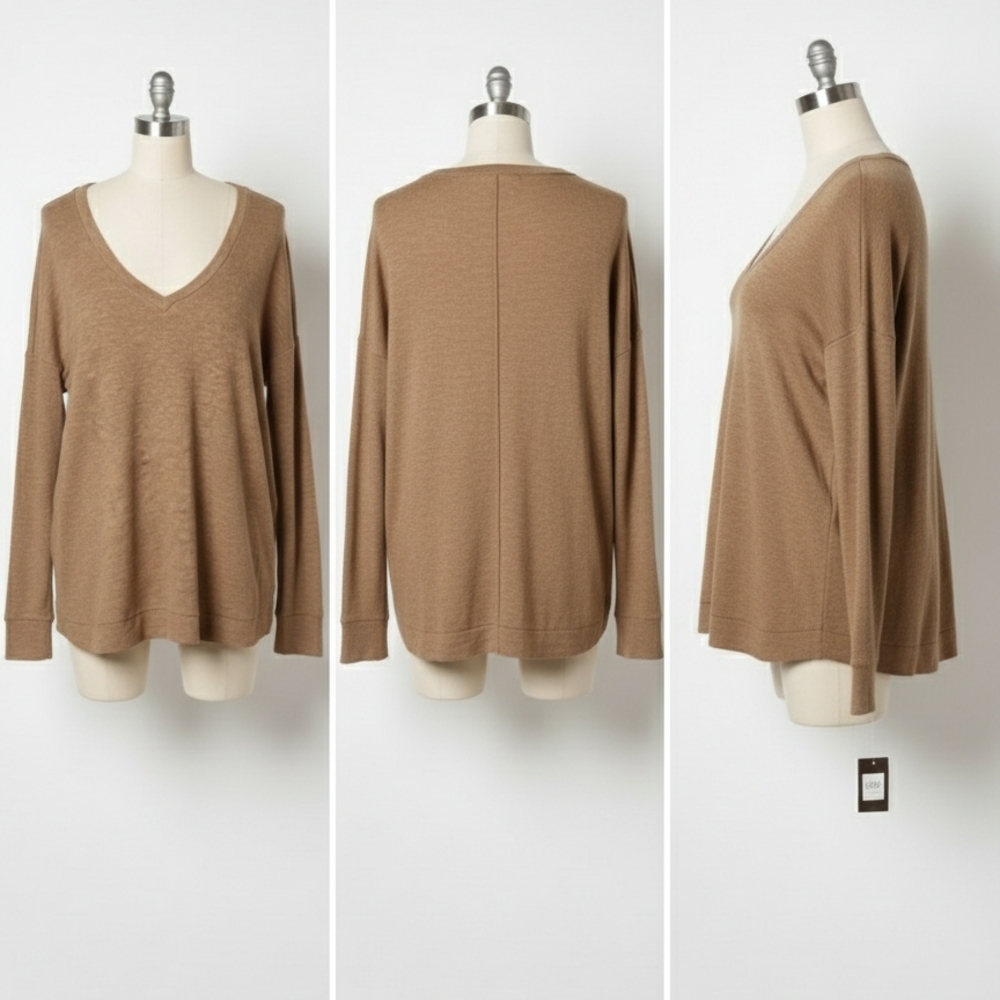 V-Neck Long Sleeve‎ Tan Sweater